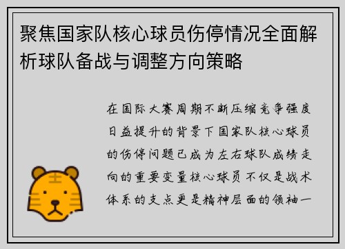 聚焦国家队核心球员伤停情况全面解析球队备战与调整方向策略